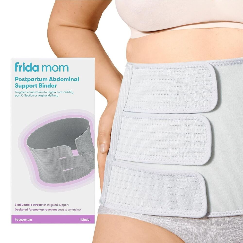 Frida Mom Postpartum Belly Binder Abdominal Support Wrap 9" High Adjustable Gray